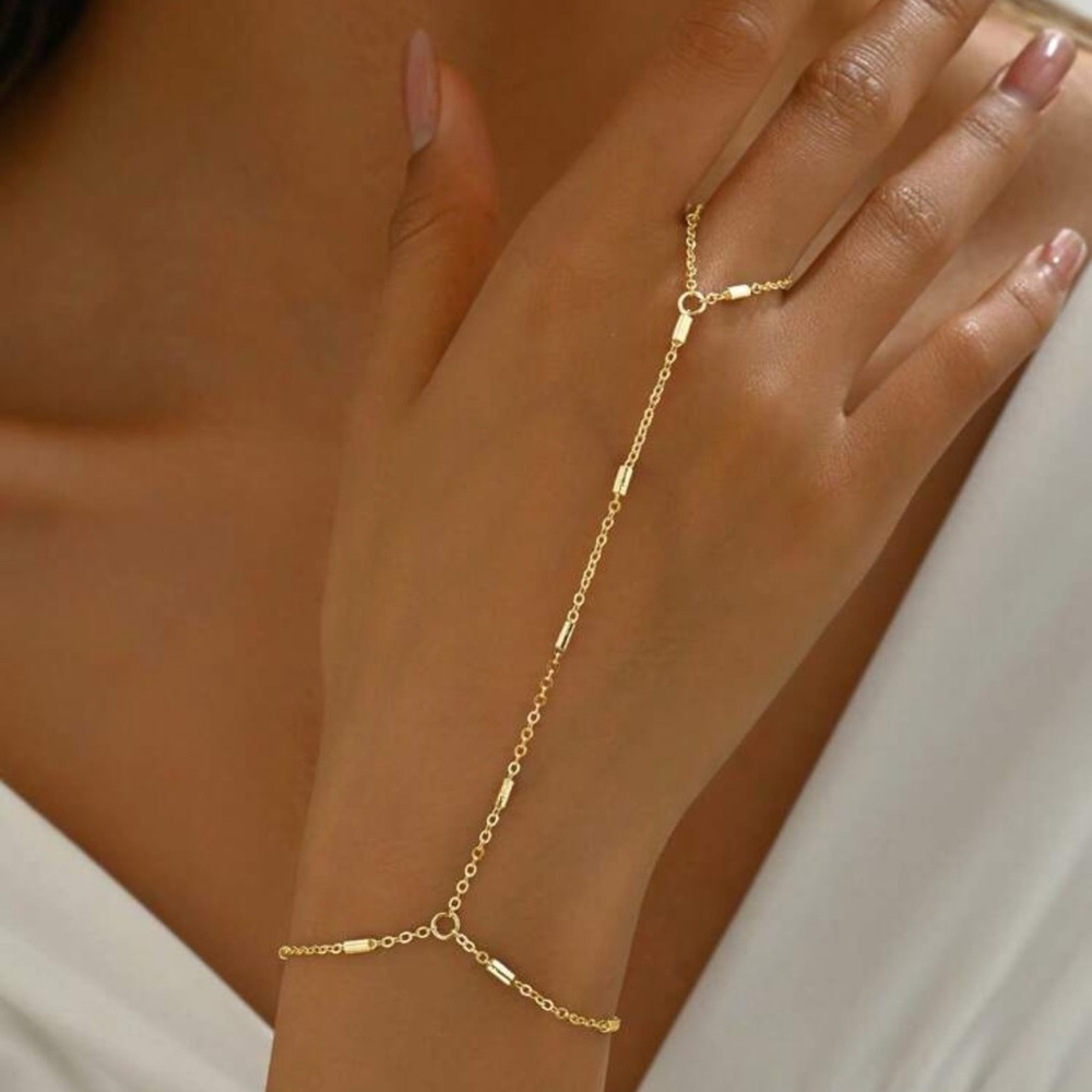 Gold Chain Bracelet with Ring